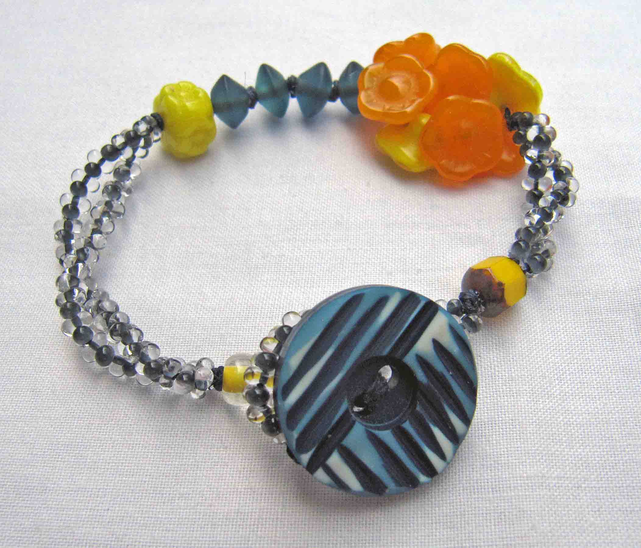 yellow and indigo peanut bracelet