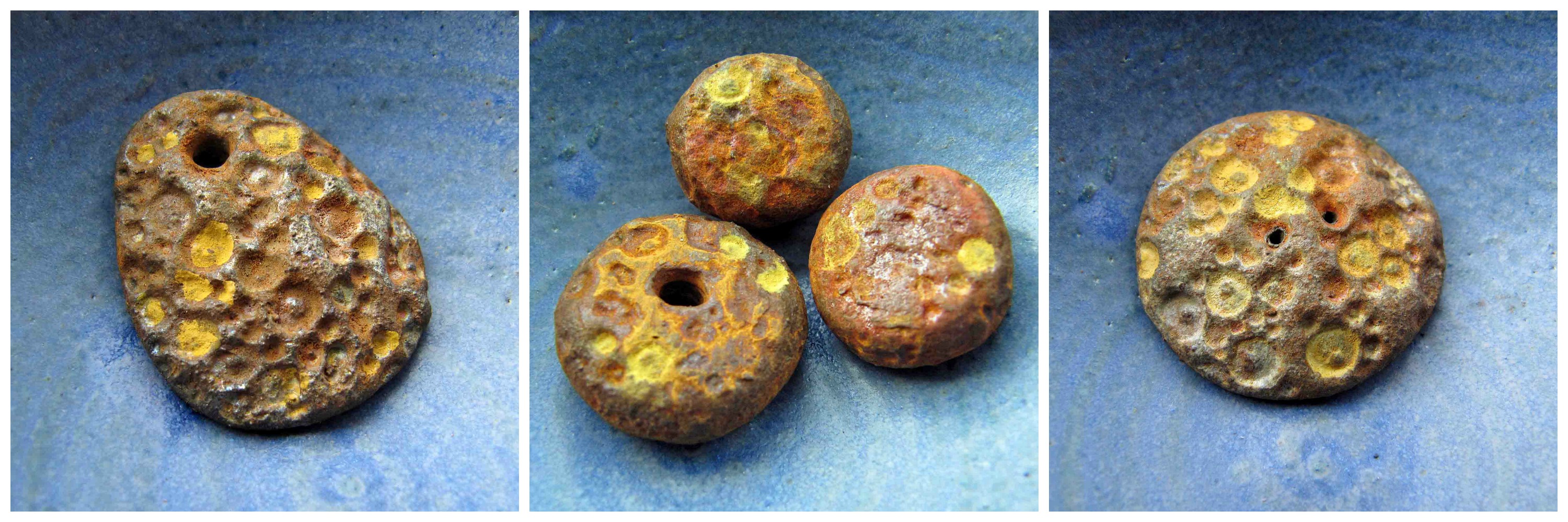 rusty dotted beads