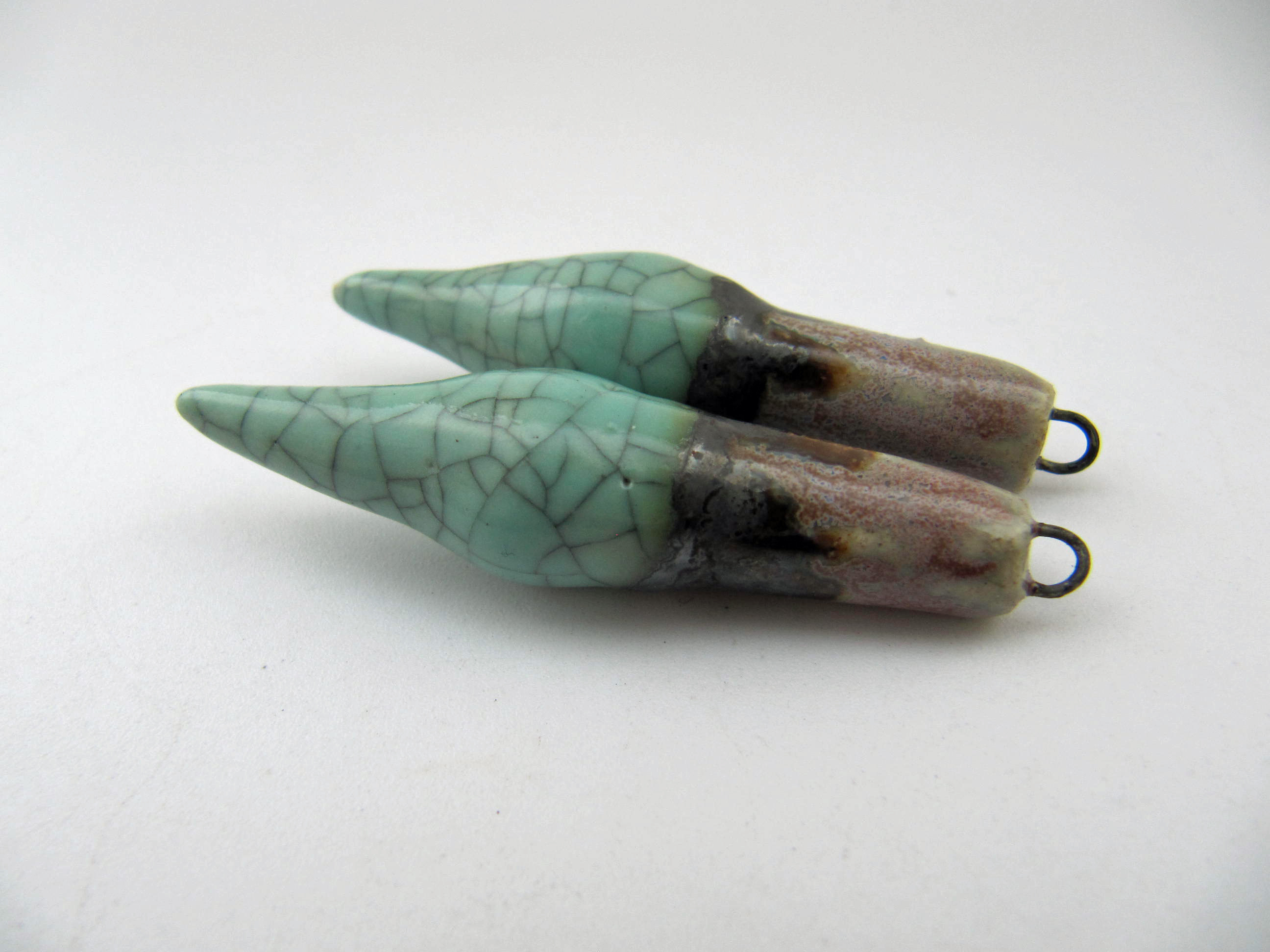 celadon crackle and shino bullet charms