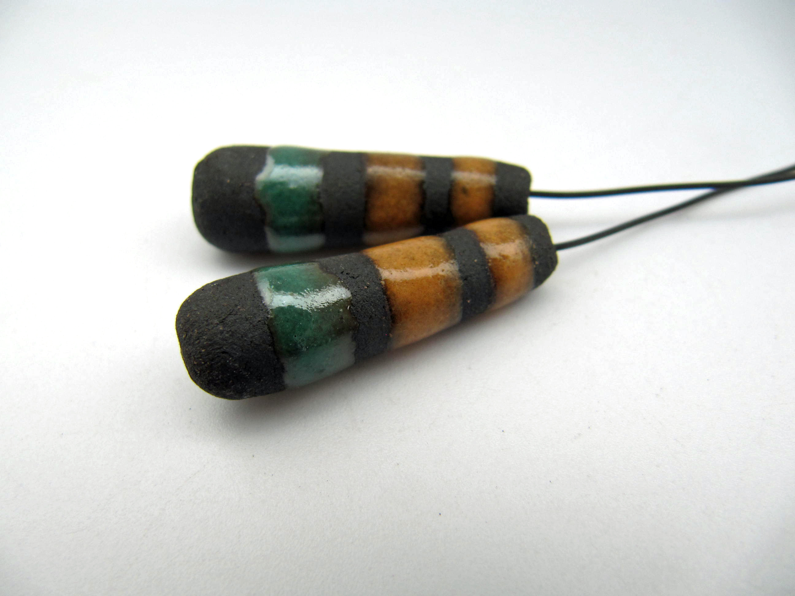 emerald and tangerine striped drop head pins 1